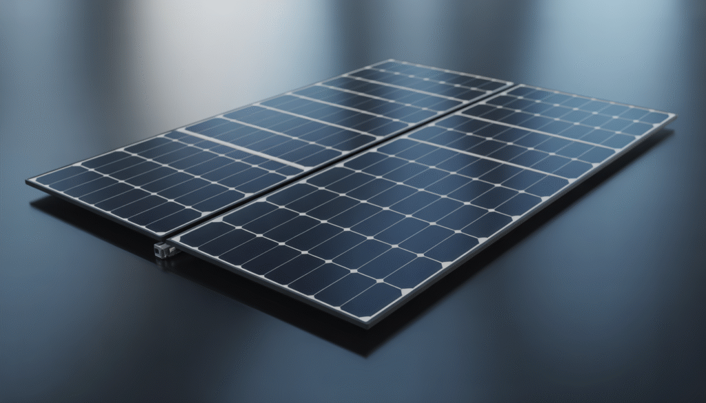 Flexible black solar panel with aligned cells on smooth surface